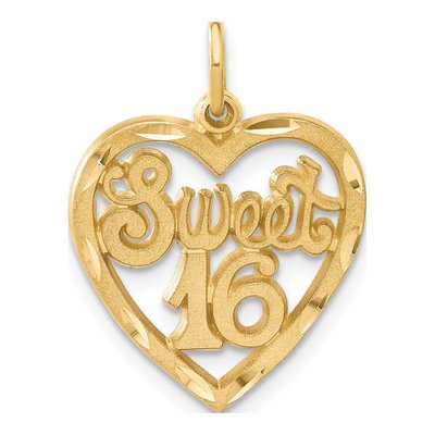 14K Yellow Gold Sweet 16-Heart Pendant