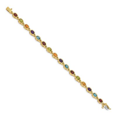 14K Yellow Gold Garnet & Peridot Rainbow Bracelet – view 2