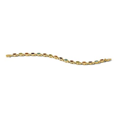 14K Yellow Gold Garnet & Peridot Rainbow Bracelet – view 5