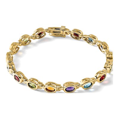14K Yellow Gold Garnet & Peridot Rainbow Bracelet – view 6