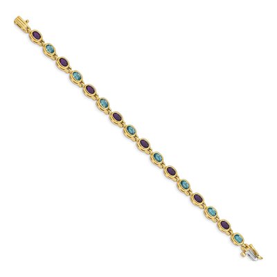 14K Yellow Gold Amethyst & Swiss Blue Topaz Bracelet – view 2