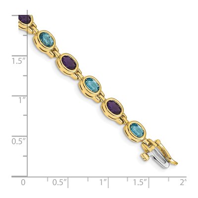 14K Yellow Gold Amethyst & Swiss Blue Topaz Bracelet – view 3