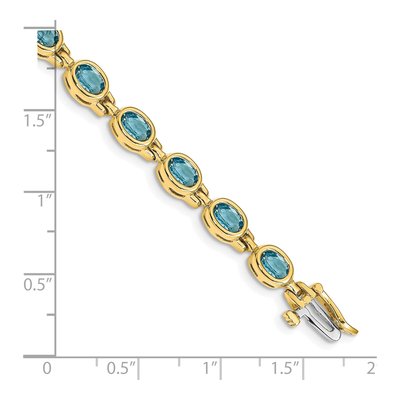 14K Yellow Gold Swiss Blue Topaz Oval Bezel-Set Bracelet – view 3