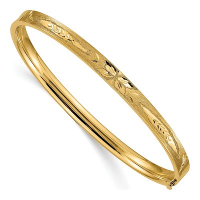 14K Yellow Gold Hinged Oval Bangle Bracelet