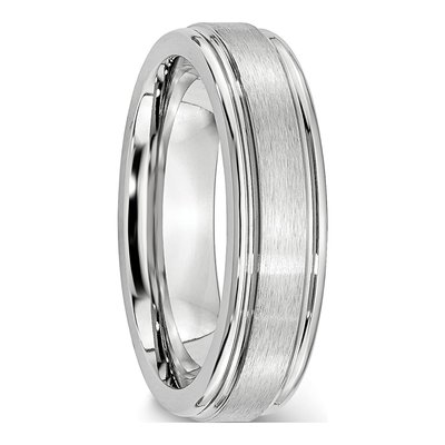 Cobalt 6mm Ridged Edge Wedding Band – view 6