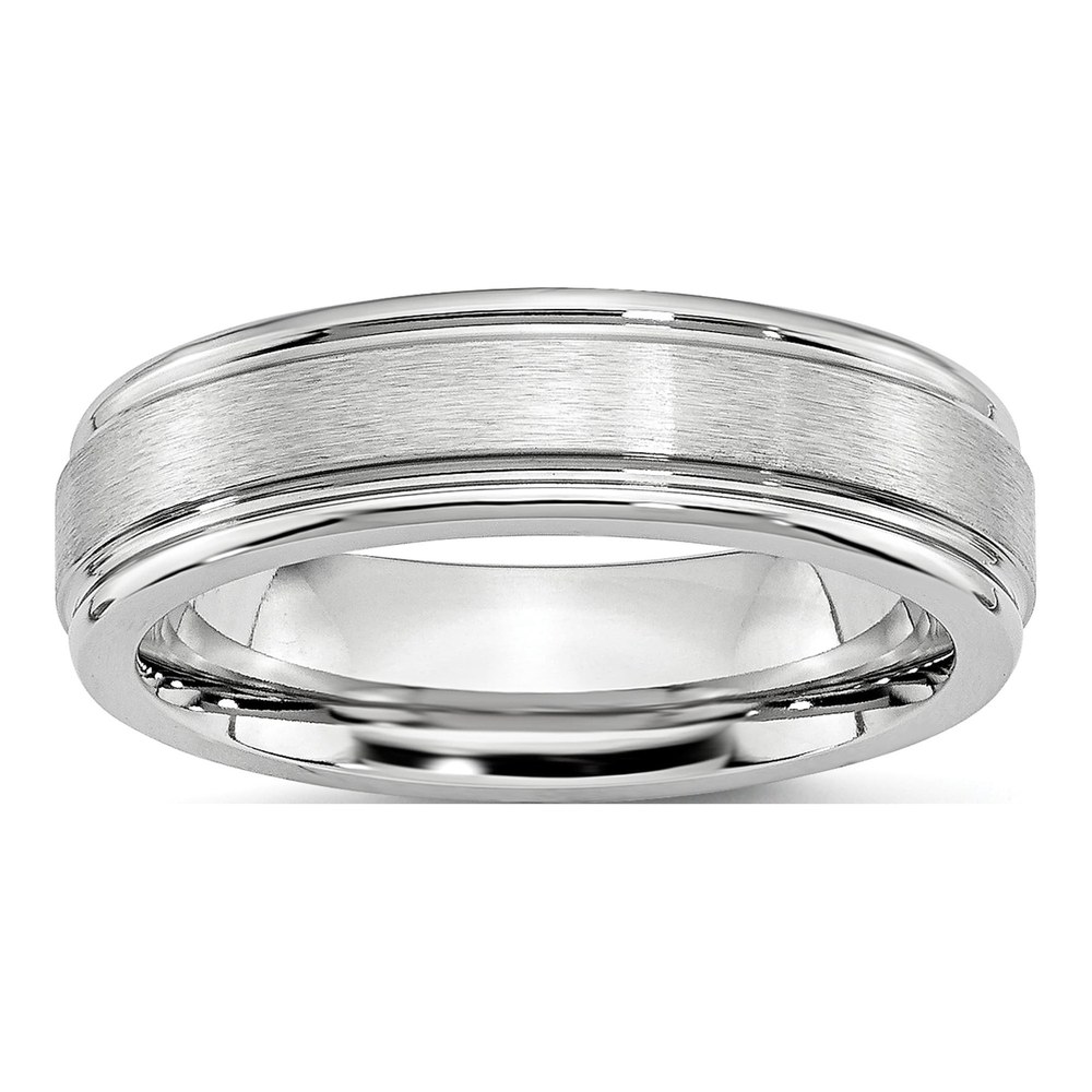 Men's Cobalt Satin & Polished Ridged Edge Wedding Band