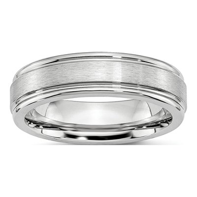 Cobalt 6mm Ridged Edge Wedding Band