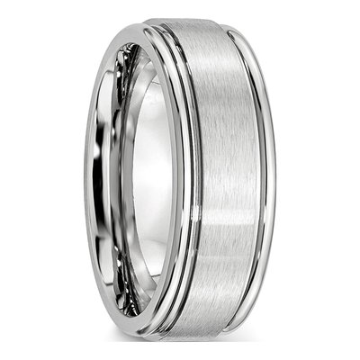 Cobalt 8mm Ridged Edge Wedding Band – view 6