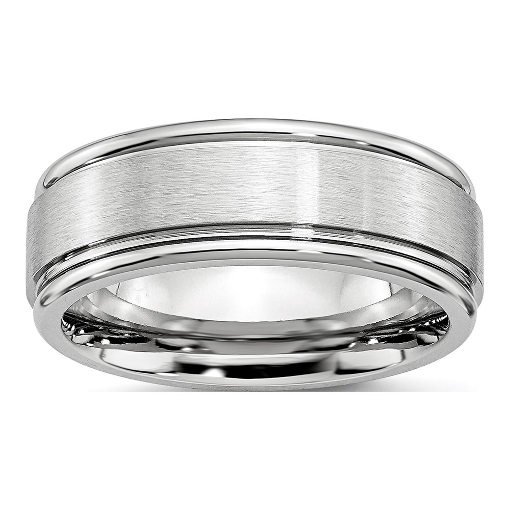 Cobalt 8mm Ridged Edge Wedding Band
