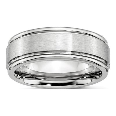 Cobalt 8mm Ridged Edge Wedding Band