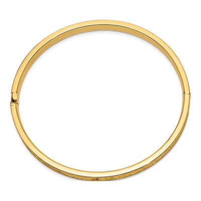 14K Yellow Gold Diamond-Cut Hinged Bangle Bracelet – view 3