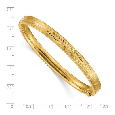 14K Yellow Gold Diamond-Cut Hinged Bangle Bracelet – view 4