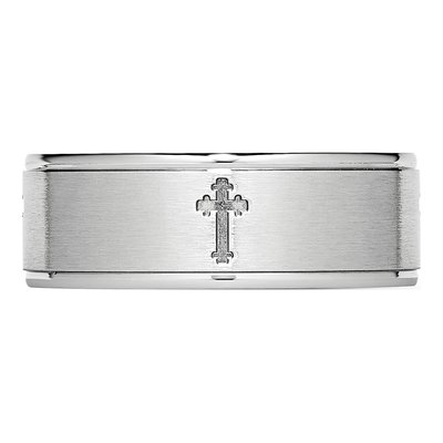 Cobalt & Sterling Silver 8mm Ridged Wedding Band – view 5