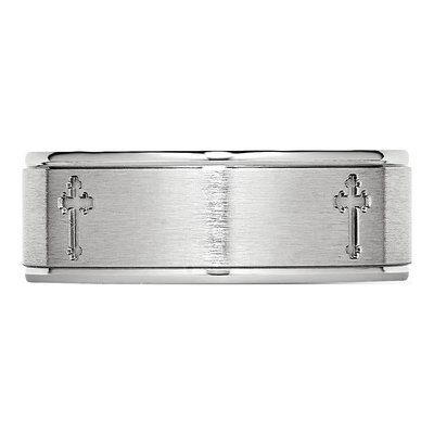 Cobalt & Sterling Silver 8mm Ridged Wedding Band – view 6