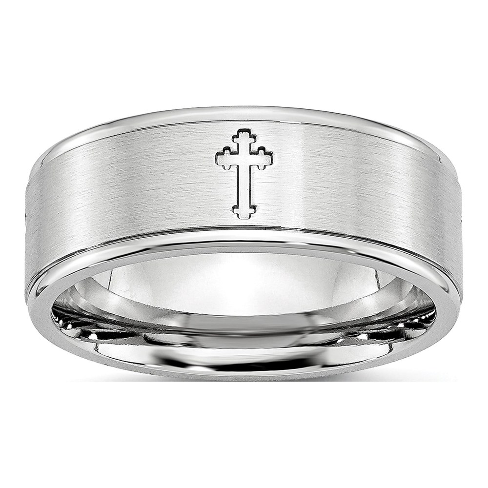 Cobalt & Sterling Silver 8mm Ridged Wedding Band