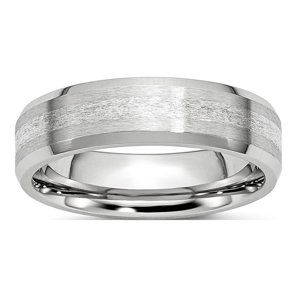 Cobalt & Sterling Silver 6mm Inlay Wedding Band