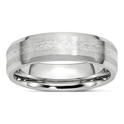 Cobalt & Sterling Silver 6mm Inlay Wedding Band