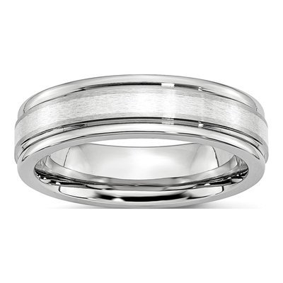 Cobalt & Sterling Silver 6mm Inlay Wedding Band