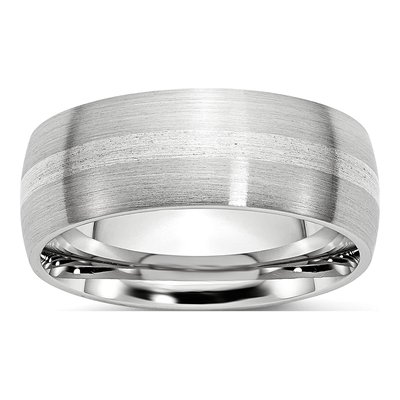 Cobalt & Sterling Silver 8mm Inlay Wedding Band