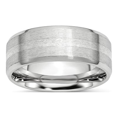 Cobalt & Sterling Silver 8mm Inlay Wedding Band