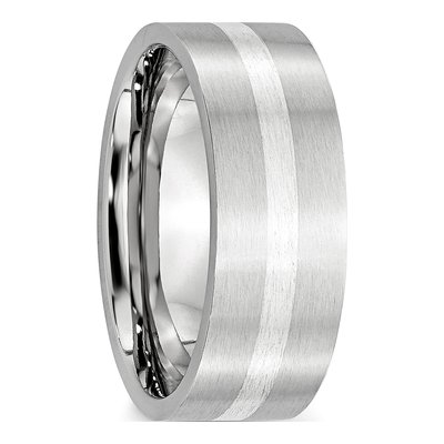Cobalt & Sterling Silver 8mm Inlay Wedding Band – view 5