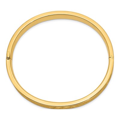 14K Yellow Gold Diamond-Cut Hinged Bangle Bracelet – view 3