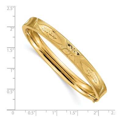14K Yellow Gold Diamond-Cut Hinged Bangle Bracelet – view 4