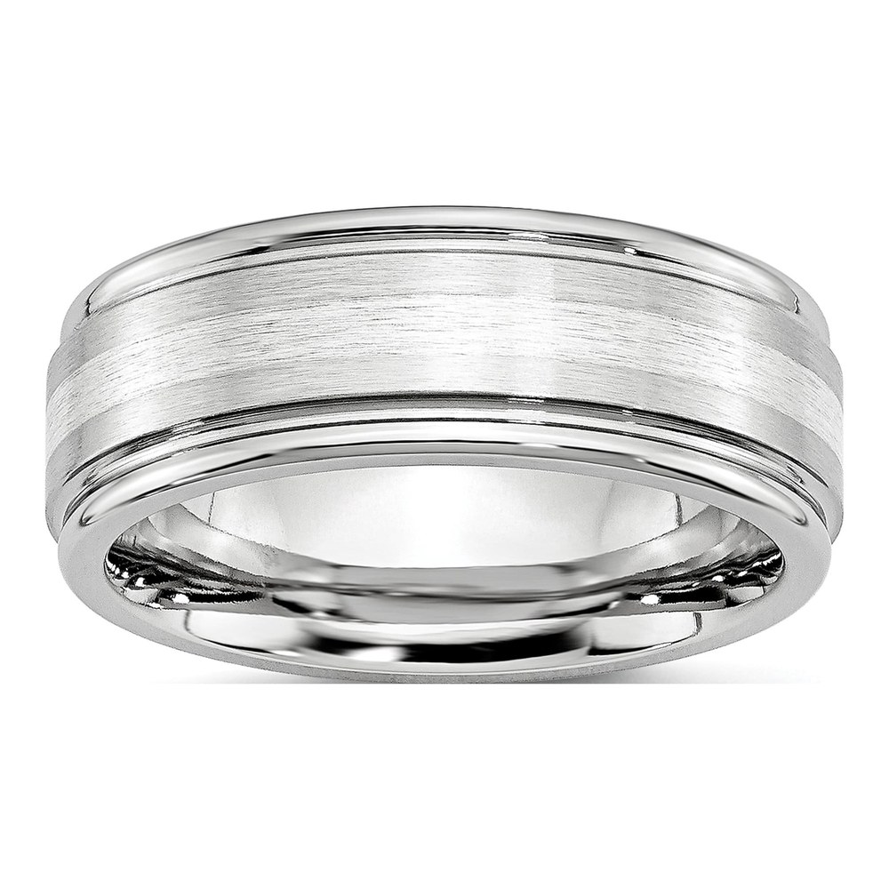 Cobalt & Sterling Silver 8mm Inlay Wedding Band