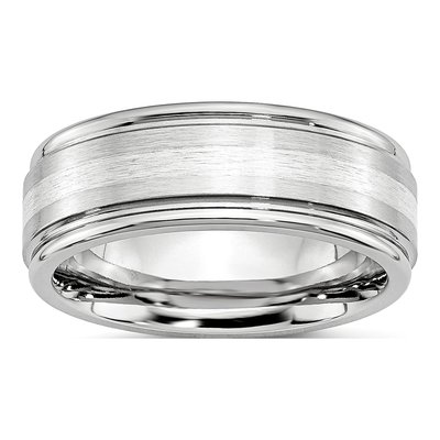 Cobalt & Sterling Silver 8mm Inlay Wedding Band