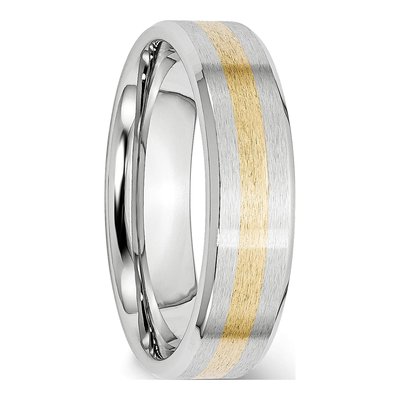 Cobalt & 14K Gold 6mm Inlay Wedding Band – view 6