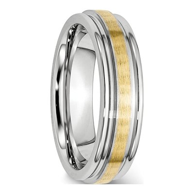 Cobalt & 14K Gold 6mm Inlay Wedding Band – view 6