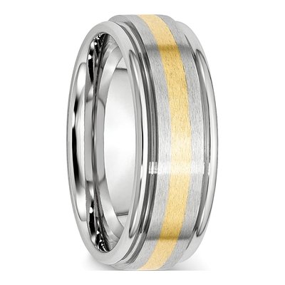 Cobalt & 14K Gold 8mm Inlay Wedding Band – view 6