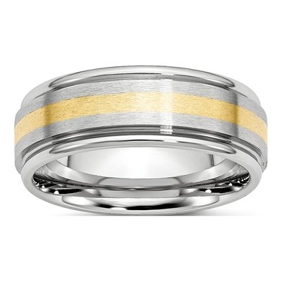 Cobalt & 14K Gold 8mm Inlay Wedding Band
