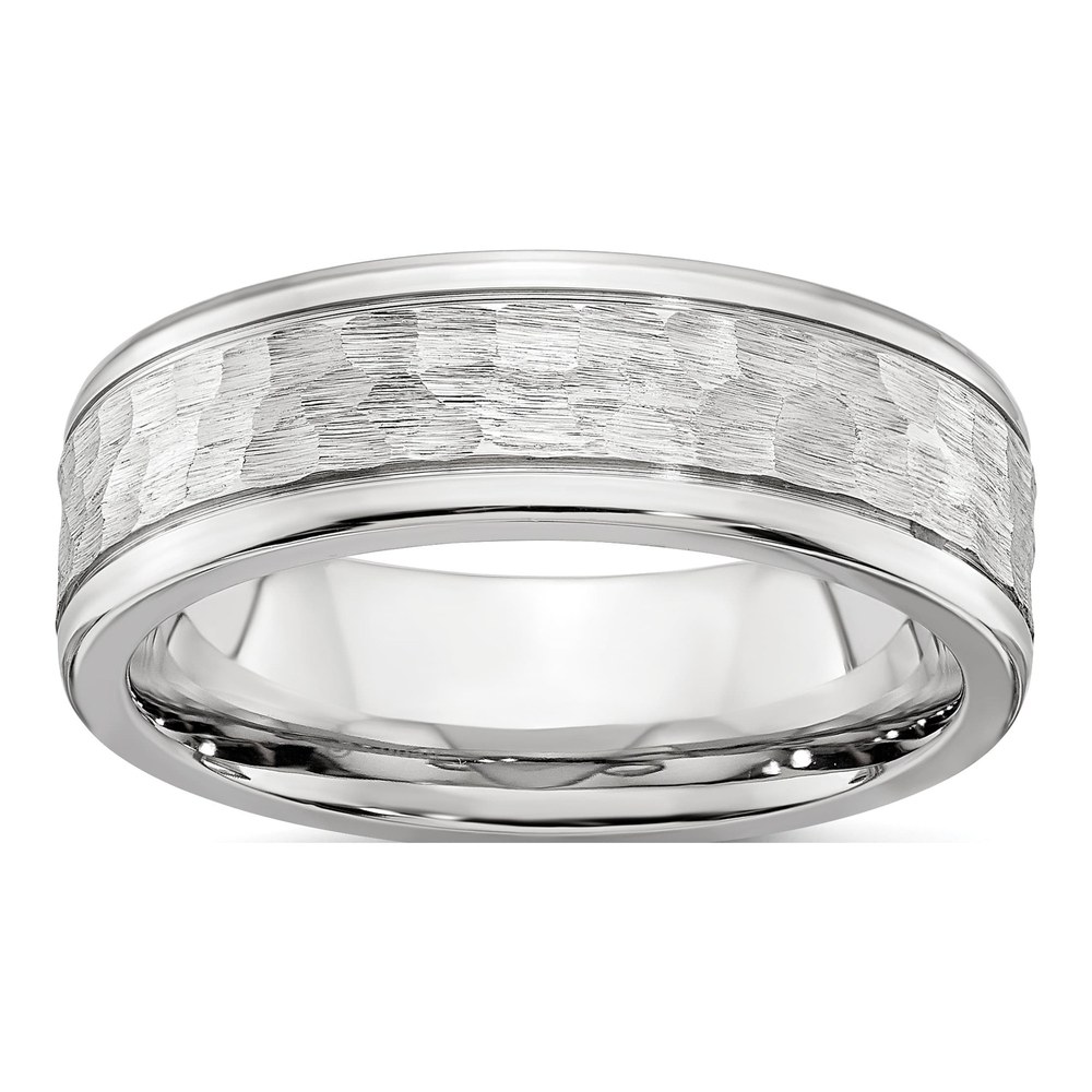 Cobalt 7mm Hammered Center Wedding Band