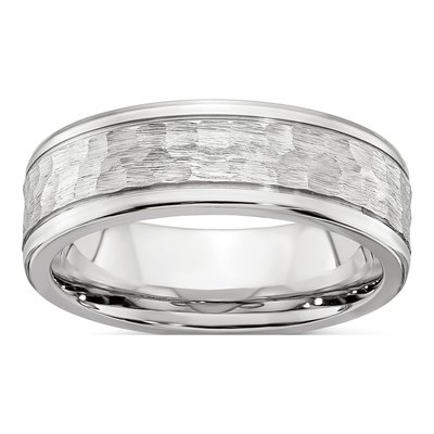 Cobalt 7mm Hammered Center Wedding Band