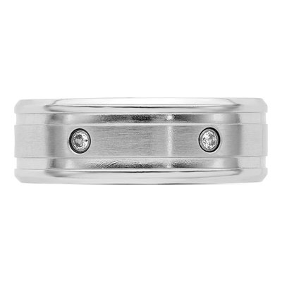 Cobalt CZ Beveled Wedding Band – view 4