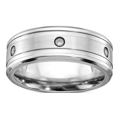Cobalt CZ Beveled Wedding Band