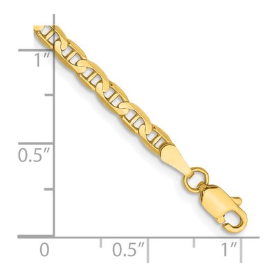 14K Yellow Gold 3mm Concave Anchor Chain Anklet – view 2