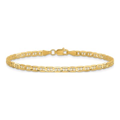 14K Yellow Gold 3mm Concave Anchor Chain Bracelet – view 3