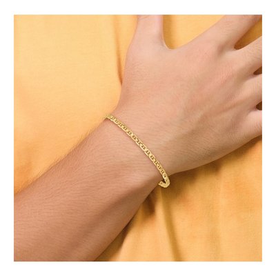 14K Yellow Gold 3mm Concave Anchor Chain Bracelet – view 4