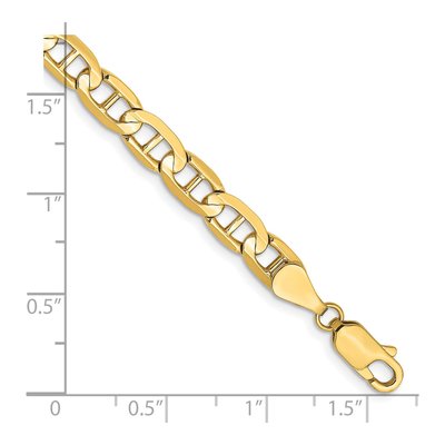 14K Yellow Gold 5.25mm Concave Anchor Chain Bracelet – view 2