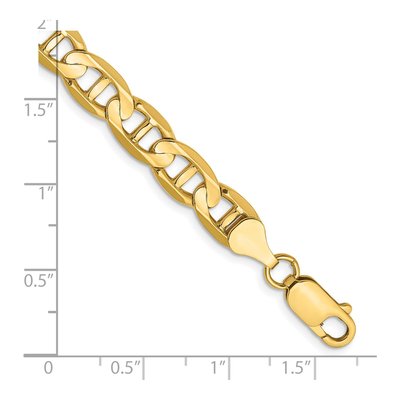 14K Yellow Gold 7mm Concave Anchor Chain Bracelet – view 2