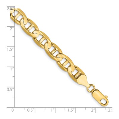 14K Yellow Gold 8mm Concave Anchor Chain Anklet – view 2