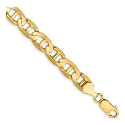 14K Yellow Gold 8mm Concave Anchor Chain Anklet