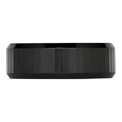 Ceramic 8mm Black Ceramic Faceted Wedding Band – view 5