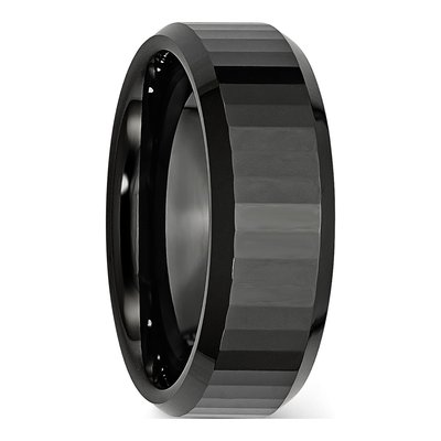 Ceramic 8mm Black Ceramic Faceted Wedding Band – view 6