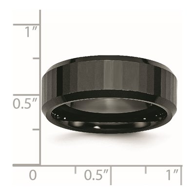 Ceramic 8mm Black Ceramic Faceted Wedding Band – view 8