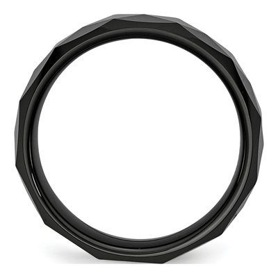 Ceramic 8mm Black Ceramic Faceted Wedding Band – view 4