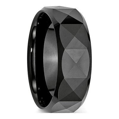 Ceramic 8mm Black Ceramic Faceted Wedding Band – view 6