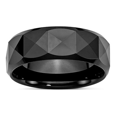Ceramic 8mm Black Ceramic Faceted Wedding Band